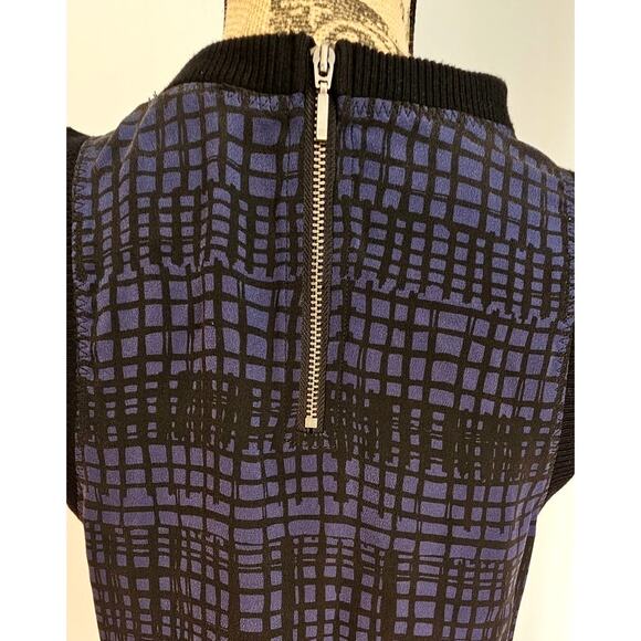 Michael Stars 100% Silk Sleeveless Blouse, Black Blue Geometric Top, Sx XS - Picture 7 of 9